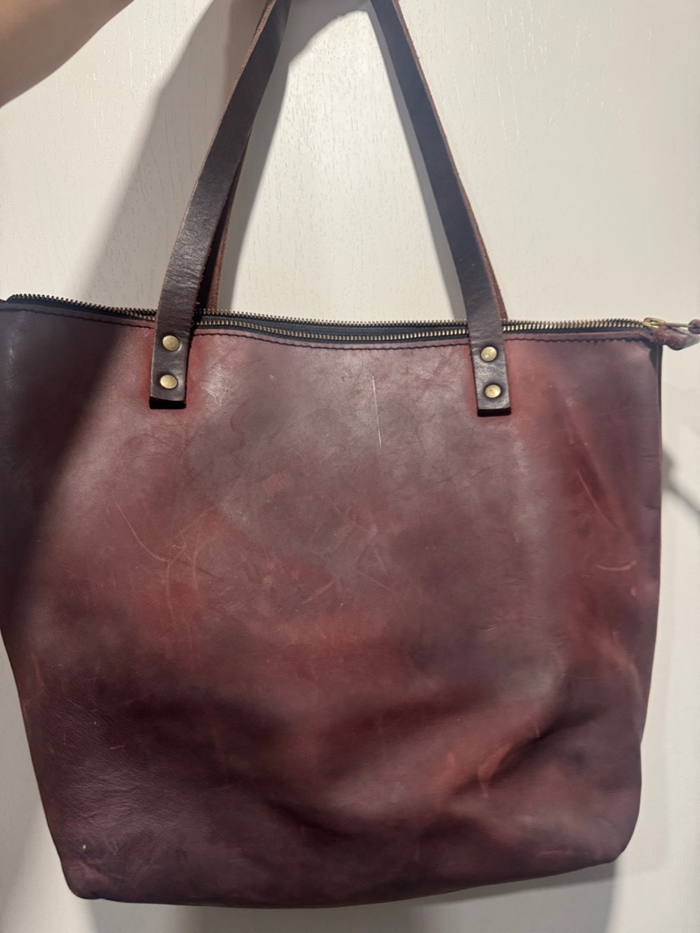 Portland Leather Burgundy Brown Leather Tote